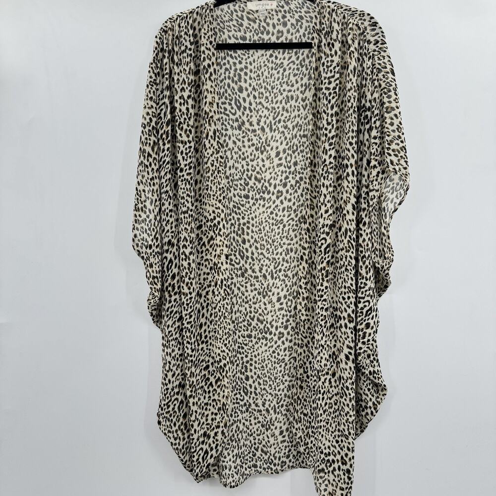 Umgee Animal Print Kimono Size 1XL/2XL Brown Multi Beachy Boho Oversized Gypsy